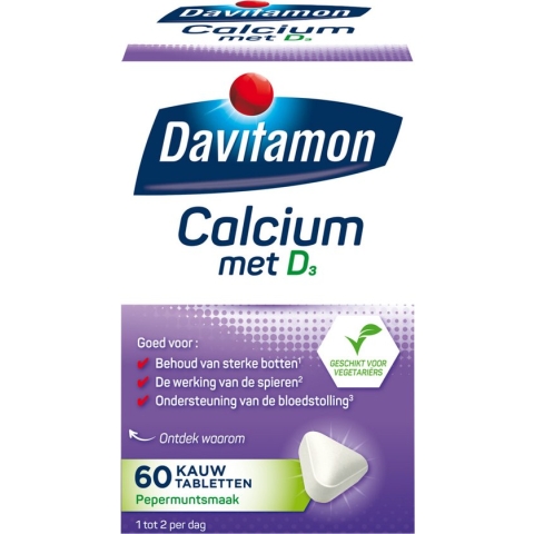 Davitamon Calcium met vitamine D3 - Pepermuntsmaak - Voedingssupplement