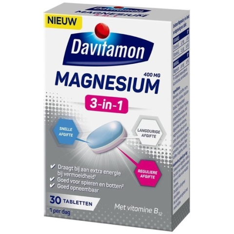 Davitamon Magnesium Triple Layer - Voedingssupplement – 30 magnesium tabletten