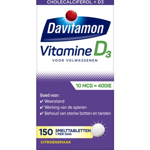 Davitamon Vitamine D Volwassen - vitamine D3 volwassenen - Smelttablet 150 stuks