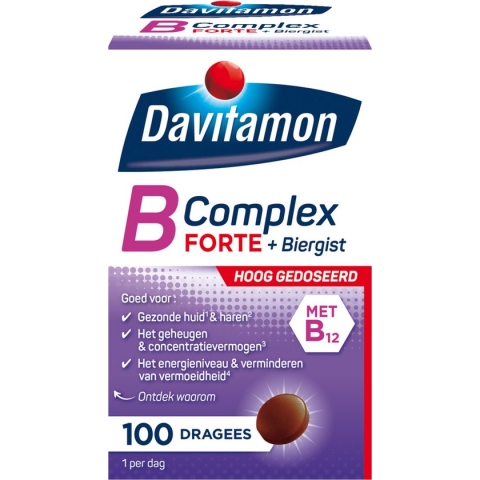 Davitamon vitamine B-Complex Forte met Biergist en vitamine B12 - 100 Tabletten