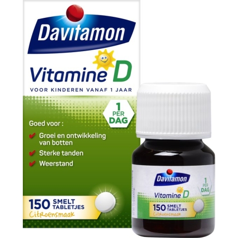 Davitamon Vitamine D Kinderen - Groei en Ontwikkeling - Voedingssupplement - Smelttablet 150 stuks