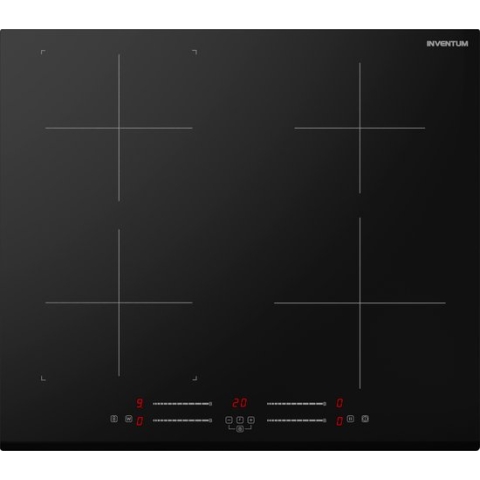 Inventum IKI6035 - Inbouw inductie kookplaat - 60 cm - 4 kookzones - Bridgefunctie - 1- of 2-fase - Facetrand voorzijde - Zwart