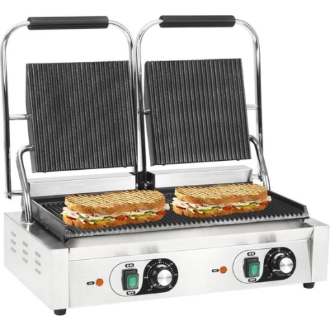 vidaXL Panini grill dubbel gegroefd 3600 W 57x30.5x20 cm