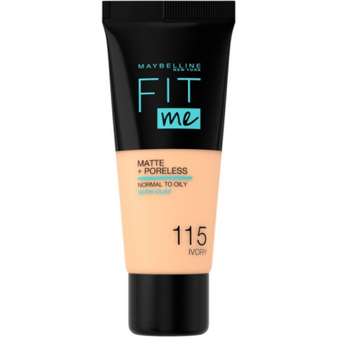 Maybelline New York - Fit Me Matte + Poreless Foundation - 115 Ivory - Medium Dekkende Foundation met Matte Finish voor de Normale tot Vette Huid - 30 ml