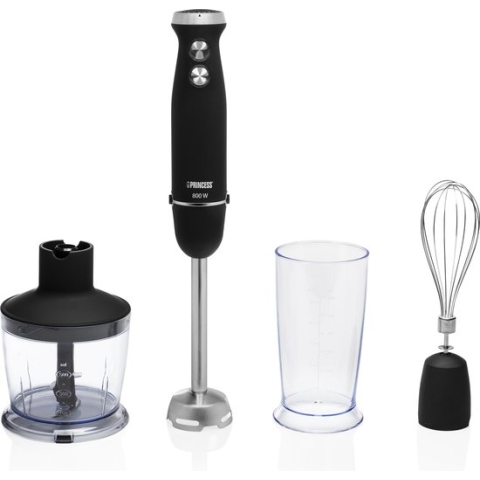 Princess 221220 Staafmixer - Staafmixer set - 800W - 4-in-1 - Hand blender - Inclusief hakmolen, garde en mengbeker