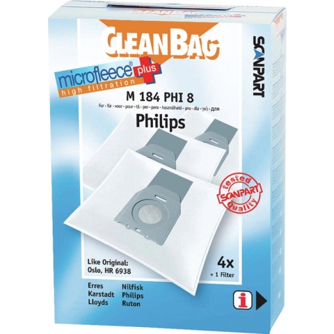 CleanBag stofzuigerzakken 4 stuks - Geschikt voor Philips - Oslo+ HR6938 - Inclusief 1 filter - Alternatief