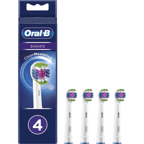 Oral-B 3D White - Met CleanMaximiser-technologie -  Opzetborstels - 4 Stuks