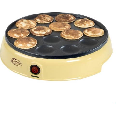 Bestron poffertjesmaker in retro-design, electrische poffertjespan met antiaanbaklaag & indicatielampje, Sweet Dreams, 800 W, kleur: geel