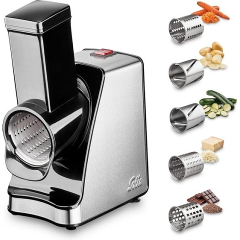 Solis Slice & More 8401 Multifunctionele Groentesnijder en Rasp - RVS Foodprocessor - Hakmolen Elektrisch - Chopper - Zilver