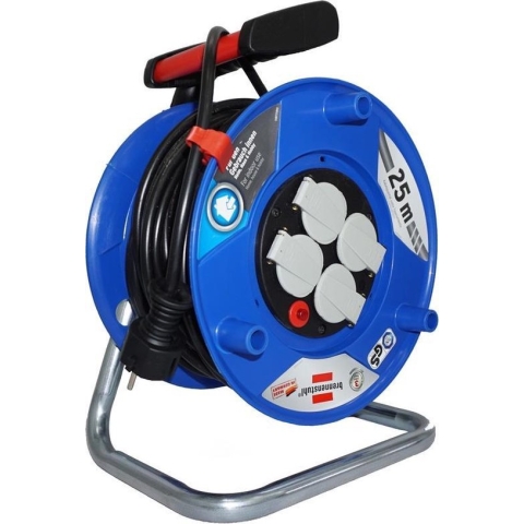 Brennenstuhl Garant Kabelhaspel 25 m (speciaal kunststof, voor gebruik binnenshuis,25m kabel zwart Made in Germany)blauw Kabelhaspel