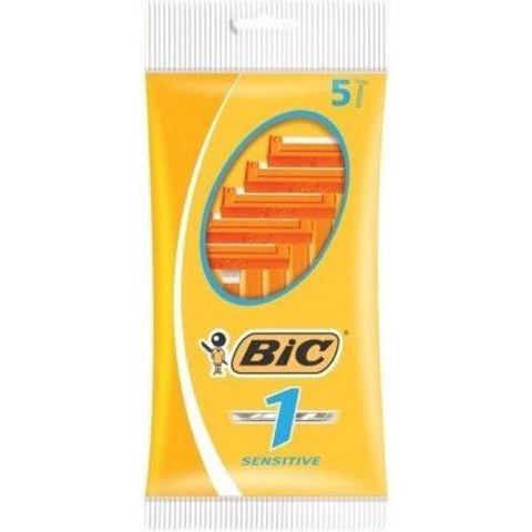 BIC 1 Sensitive Wegwerpscheermesjes Voor Heren Met Een Enkel Mesje En Vaste Kop - Pak van 5 Stuks