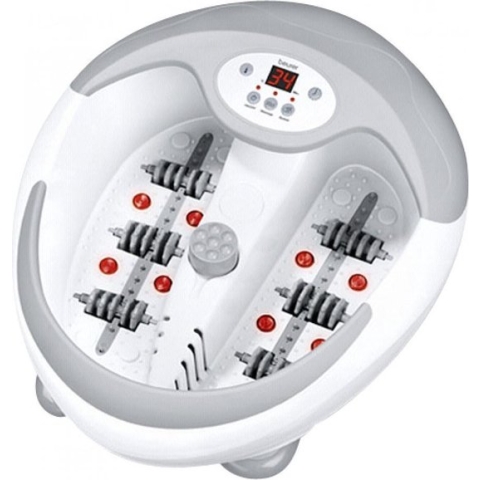 Beurer FB 50 Voetenbad - XXL - Voetmassage - Trillings-en bubbelmassage - Infraroodlicht punten - Verwarming - Voetreflex rollers - 3 Pedicure opzetstukken - Timer - Snoeropwinder - Tot schoenmaat 46 - 400 Watt