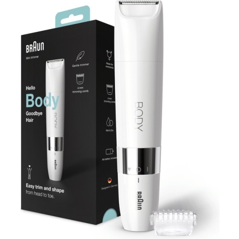 Braun Body BS1000 - Mini Trimmer - Elektrische Ontharing - Vrouwen En Mannen - Wit