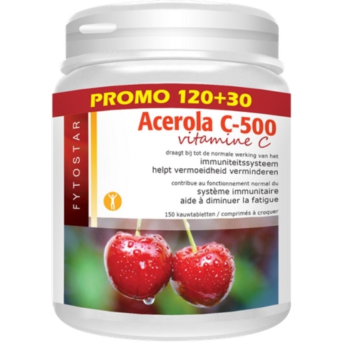 Fytostar Acerola C 500 - Vitaminen - Voor weerstand - Vitamine C - 150 kauwtabletten