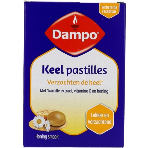 Dampo Keelpastilles - Verzachten de keel dankzij kamille extract - Vitamine C - Lekkere zachte honingsmaak - 24 pastilles