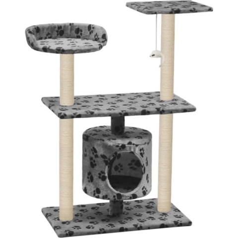 vidaXL-Kattenkrabpaal-met-sisal-krabpalen-95-cm-pootafdrukken-grijs