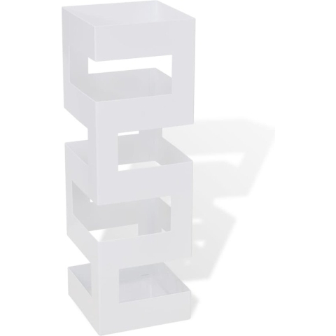 vidaXL-Paraplu--en-wandelstokhouder-wit-vierkant-staal-48,5-cm
