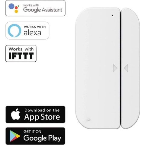Hama Wi-Fi Deur/Raam Sensor Beveiliging - Ingebouwde Bewegingssensor met Magneetschakelaar - Alarm Pushmelding - Compatibel met Apple Home, Alexa, Google Assistent - Wit