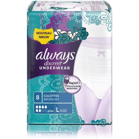 Always Discreet Incontinentiebroekjes voor Urineverlies - Maat Maxi L - 8 Stuks