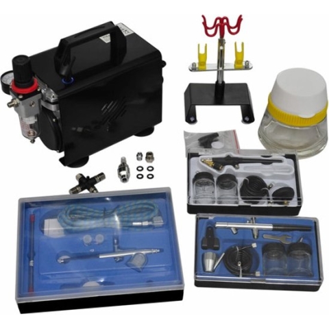 vidaXL Airbrush compressorset met 3 pistolen