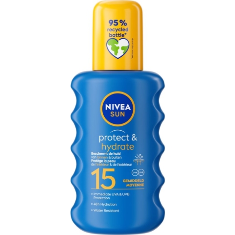 NIVEA SUN Protect & Hydrate Zonnebrand Spray - SPF 15 - Beschermt en hydrateert - Met Vitamine E - 200 ml