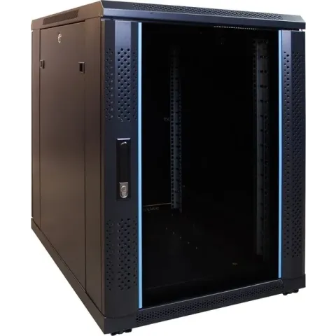 15U mini serverkast met glazen deur 600x800x860mm (BxDxH)