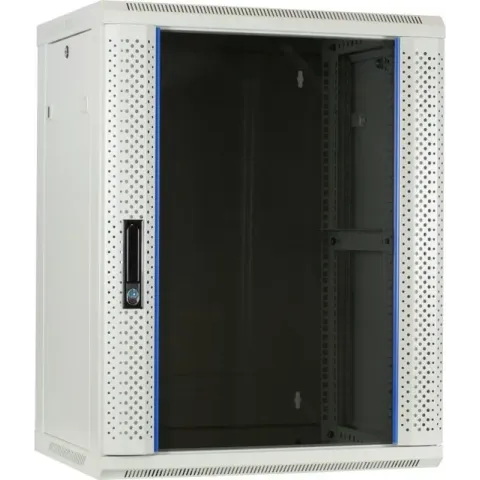 15U witte wandkast met glazen deur 600x450x770mm