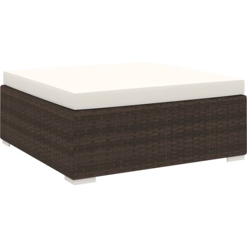 vidaXL-Voetensteun-1-st-met-kussen-poly-rattan-bruin