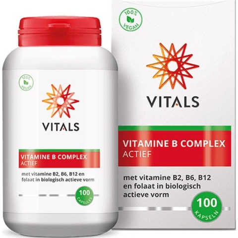 Vitals - Vitamine B complex Actief - 100 Capsules - met de biologisch actieve vormen van B2, B6, B12 en folaat