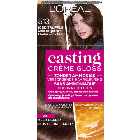 L'Oréal Paris Casting Crème Gloss Licht Beigebruin 513 - Semi-permanente Haarkleuring Zonder Ammoniak