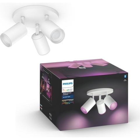 Philips Hue Fugato Opbouwspot - White and Color Ambiance - GU10 - Wit - 3 x 5,7W - Bluetooth