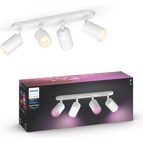 Philips Hue Fugato Opbouwspot - White and Color Ambiance - GU10 - Wit - 4 x 5,7W - Bluetooth