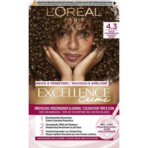 L'Oréal Paris Excellence Crème Goud Middenbruin 4.3 - Permanente Haarkleuring