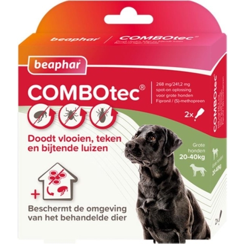 Beaphar Combotec Anti Teken- en Vlooiendruppels Hond 20-40 kg 2 pipetten