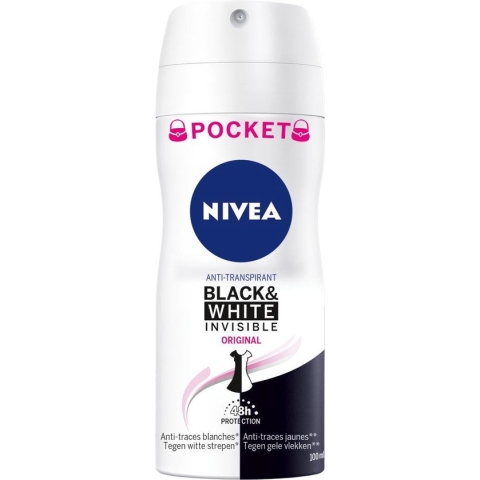 NIVEA Invisible For Black & White Clear - 100 ml - Pocketsize - Deodorant Spray