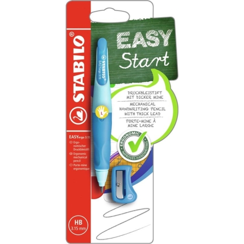 STABILO EASYergo 3.15 - Ergonomisch Vulpotlood - Linkshandig - Navulbaar - Blauw/Donker Blauw - Extra Dikke Potloodvulling 3,15 mm