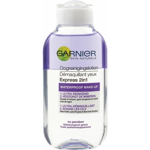Garnier SkinActive 2-in-1 Oogreinigingslotion - 125ml - Reinigt Waterproof Make-Up & Verzorgt de Wimpers
