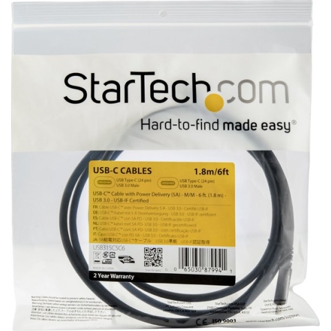 Cable USB C Startech USB315C5C6 Black