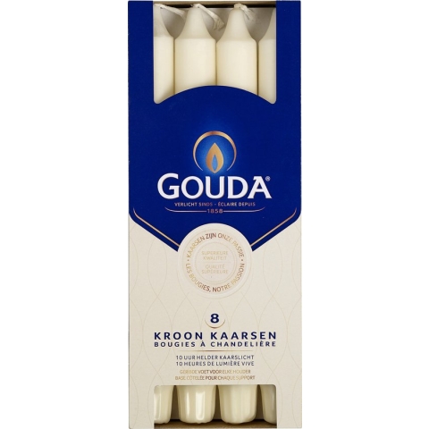 Gouda Dinerkaarsen Ivoor 24 cm - 8 Stuks