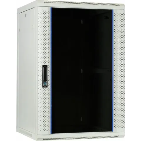 18U witte wandkast met glazen deur 600x600x900mm