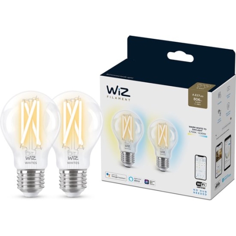 WiZ Filamentlamp Slimme LED Verlichting  - Warm tot Koelwit Licht - E27 - 60W - WiFi - 2 stuks