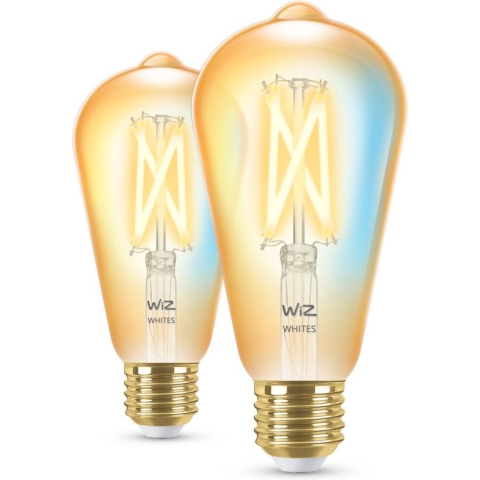WiZ Edison Filament - 2 pack Slimme Led Verlichting - Warm- tot Koelwit Licht - E27 - 50W - Goud - WiFi
