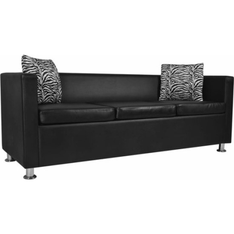 vidaXL-Driezitsbank-kunstleer-zwart