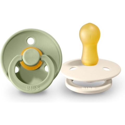 BiBS - Colour Pacifier - Stage 1 Fopspeen - 0+ maanden - 2 stuks - Ivory / Sage