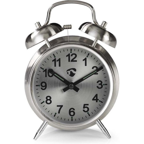 Analogue Desk Alarm Clock | Metal | Silver