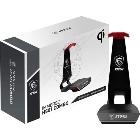 MSI Immerse HS01 Combo Gaming-headsetstandaard - draadloze oplader (QI-gecertificeerd)