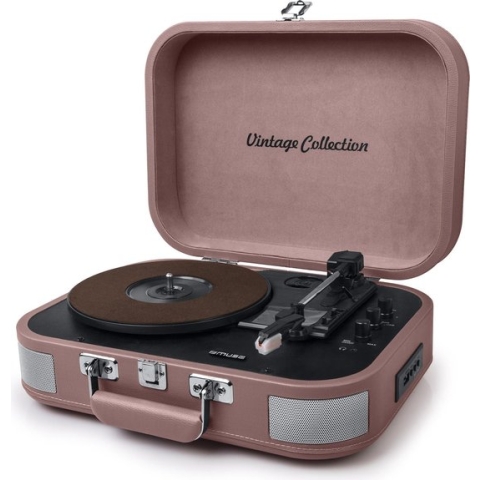 Muse MT-201BTP - Bluetooth kofferplatenspeler met encoding-functie, roze