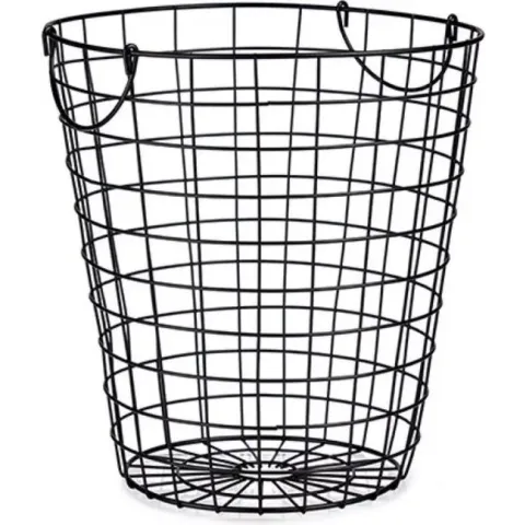 1x stuks draadmand/wasmand metaal zwart 30 x 30 cm - hout / papier opslag in huis - decoratiemand / haardhoutmand / papiermand
