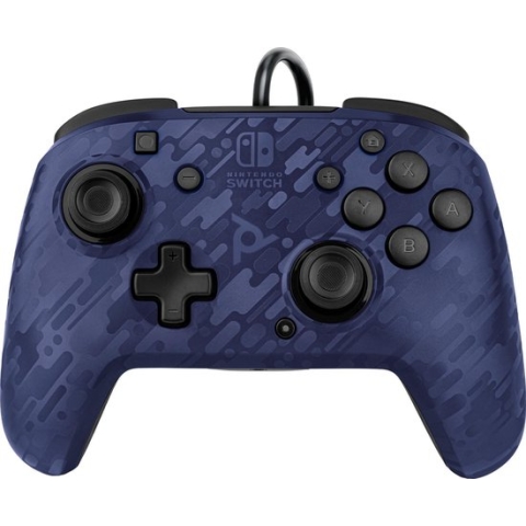 PDP Gaming Faceoff Deluxe+ Audio Wired Controller - Blue Camo (Nintendo Switch/Switch OLED)