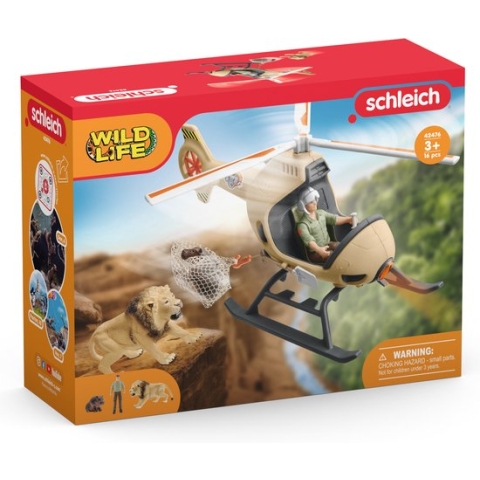 schleich WILD LIFE - Helikopter dierenredding - Speelfigurenset - Kinderspeelgoed voor Jongens en Meisjes - 3 tot 8 jaar - 9 Onderdelen